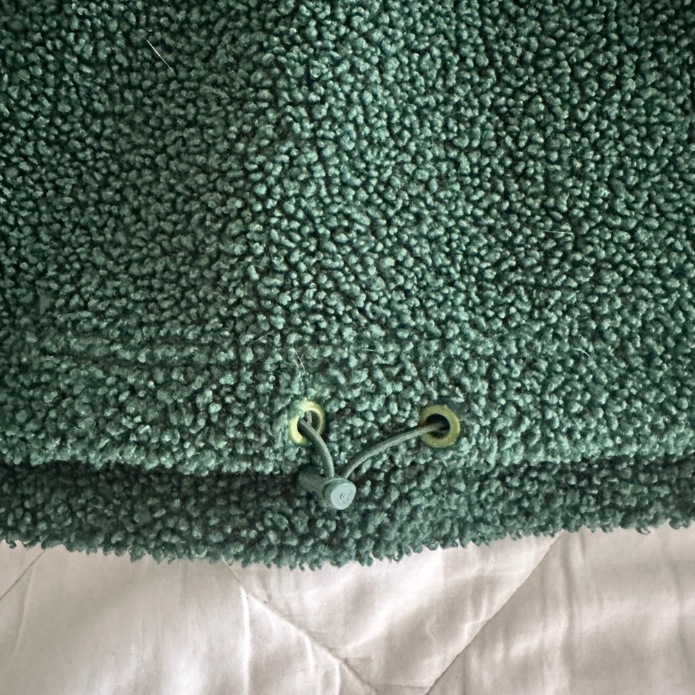 champion green fleece sherpa cropped half zip pullover sweater - Picture 4 of 7